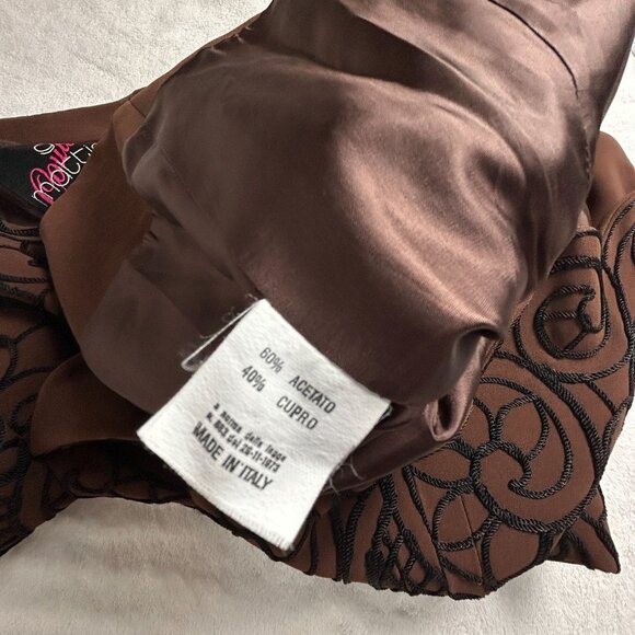 Vintage Gai Mattiolo Couture Embroidered Jacket Brown Gold Buttons Made in Italy - Picture 4 of 11